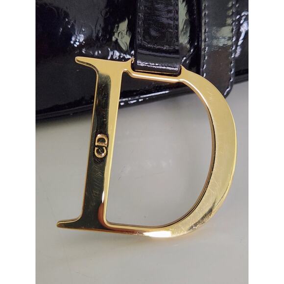 Dior Galliano Rare Vtg Y2k Black Patent Leather Diorissimo Monogram Saddle Bag - Picture 6 of 11